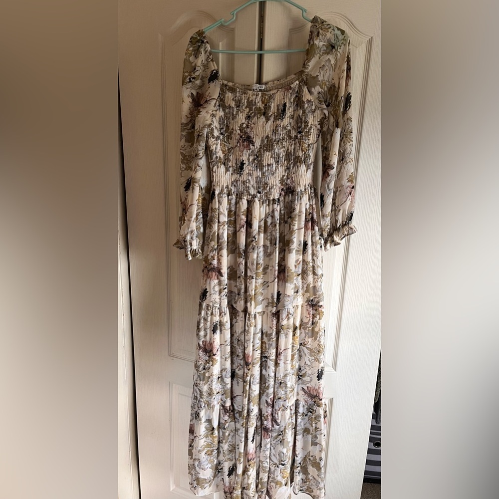 Baltic Born Floral Smocked Midi Dress